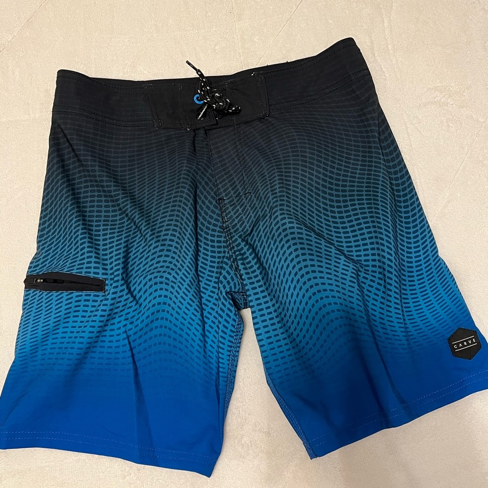 Carve Boys Gradient Blue Black Swim Board Shorts
